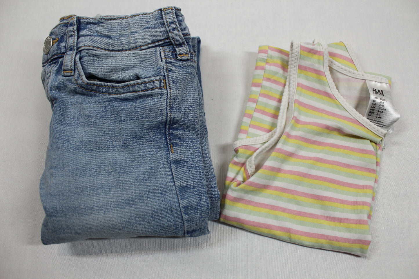 Set Top Gestreift Bluejeans Mädchen 110/116