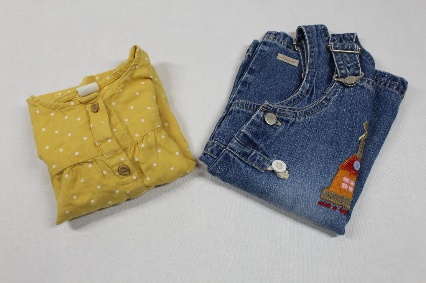 Set Bluejeans Kleid Motiv Gelb Bluse Mädchen 74/80