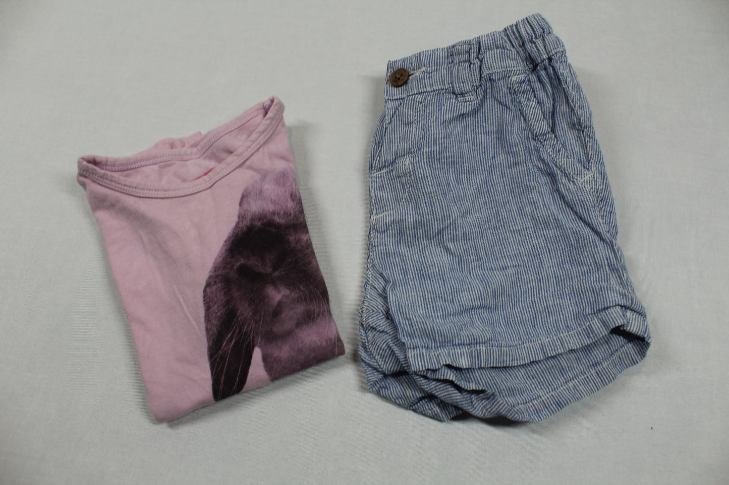 Set Rosa Shirt Motiv Gestreifte Kurze Hose Mädchen 92