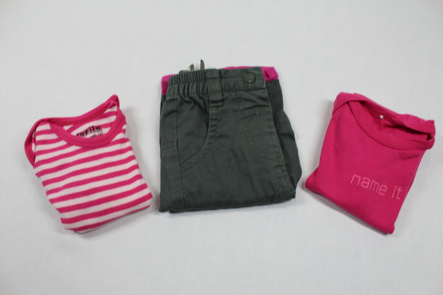 Set Bodys Uni Gestreift Kurze Hose Grün Mädchen 68