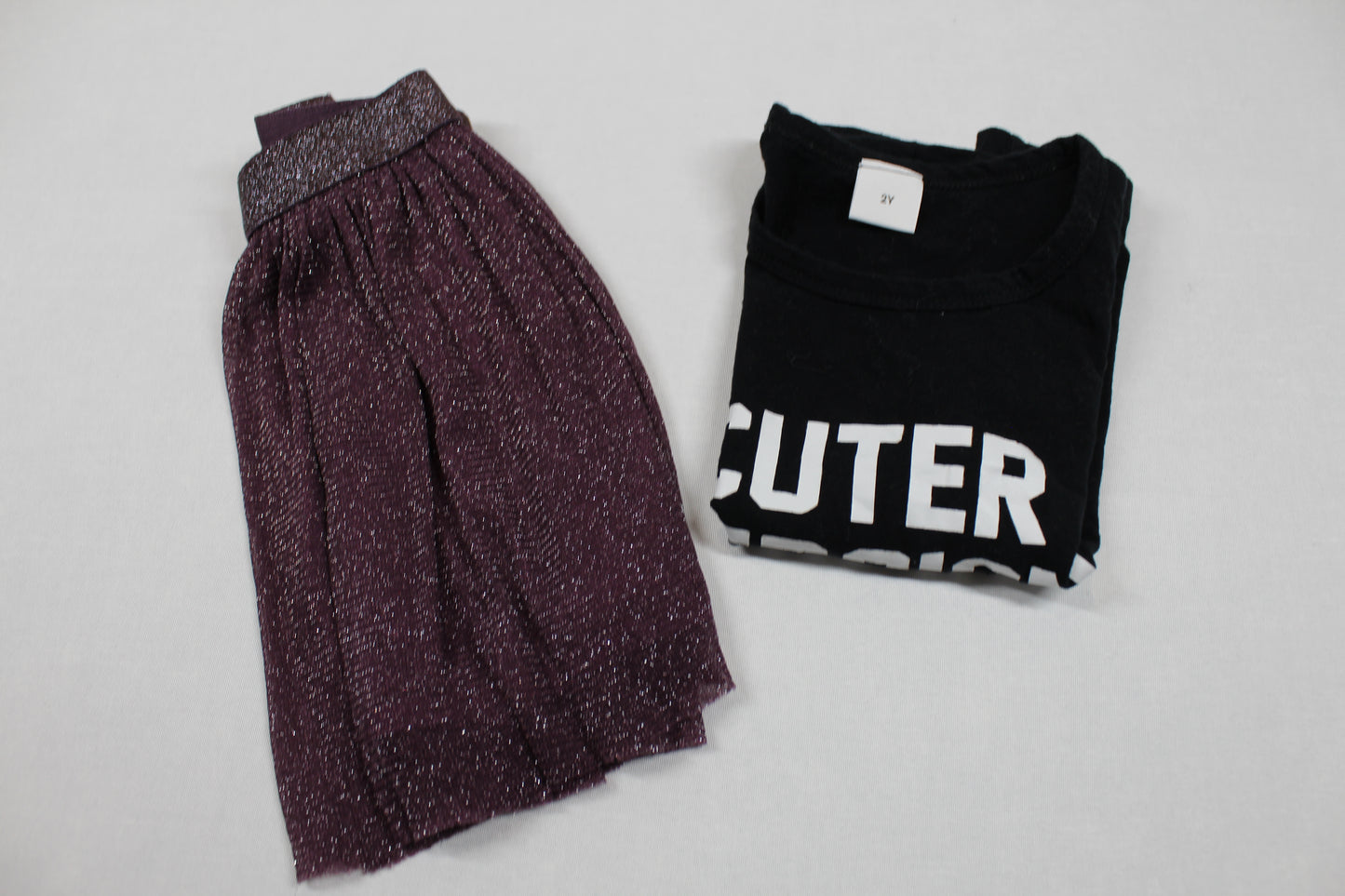 Set Schwarze T-Shirt Motiv Kurzer Rock Mädchen 92
