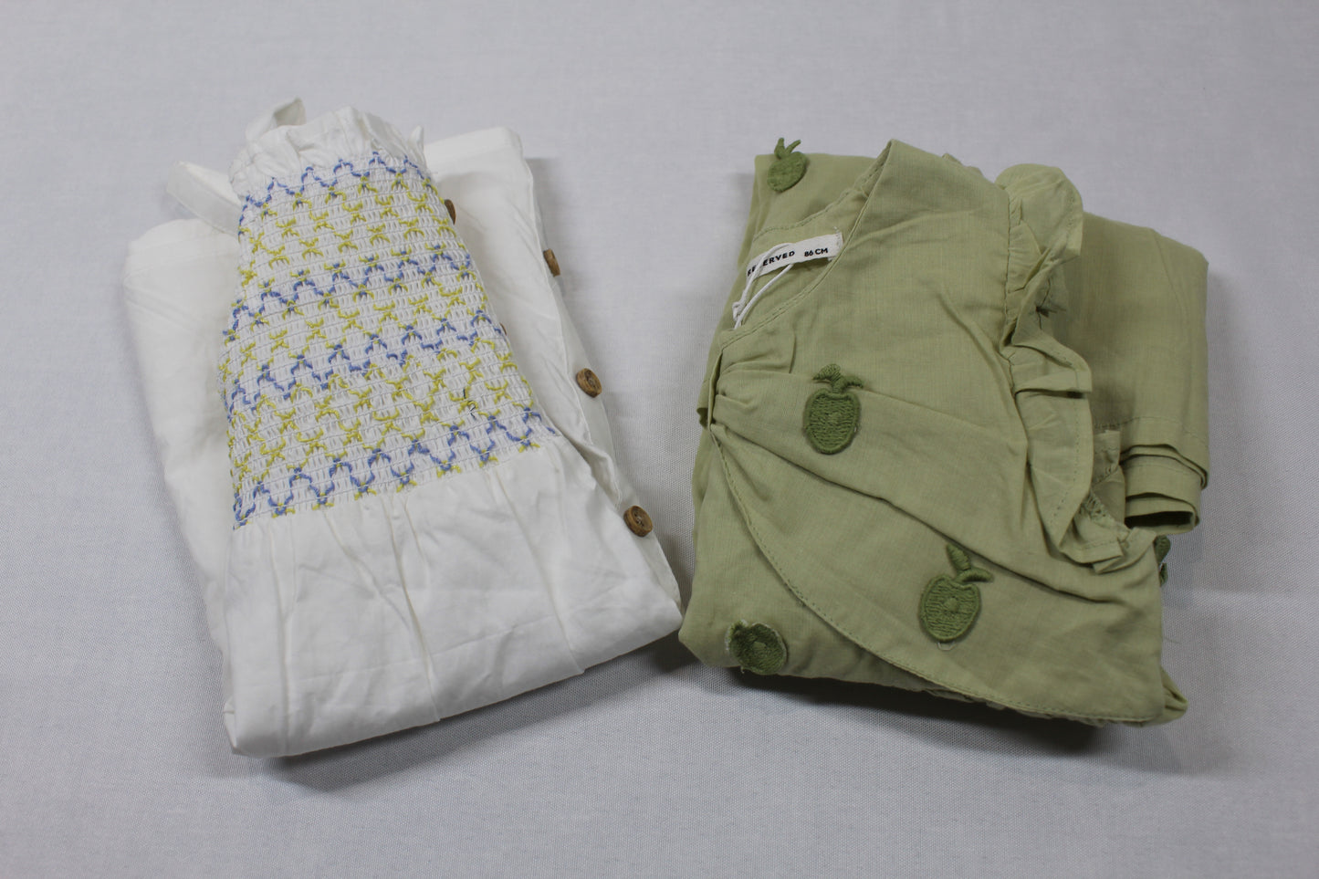 Set leichte Sommerkleider grün weiß Mädchen A-Ware Sommer Kids 80/86