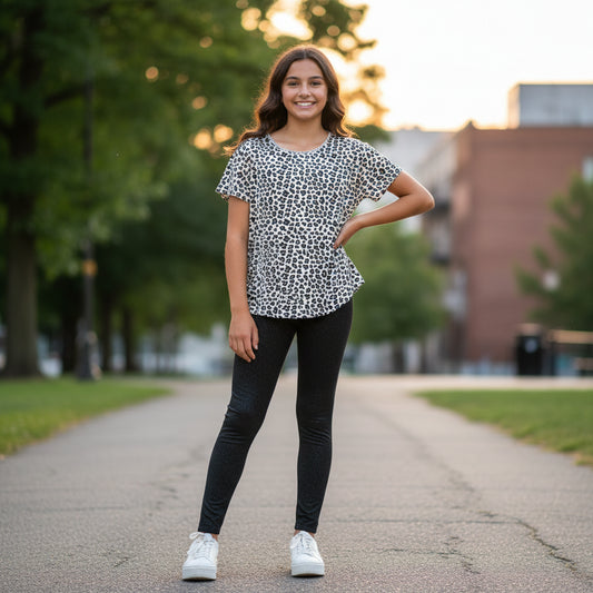 Set Leichtes T-Shirt Stylische Leggins Mädchen 146/152