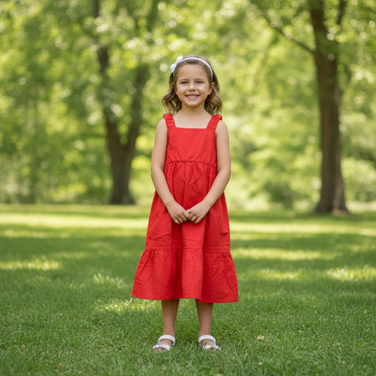 Leichtes Rotes Kleid Mädchen 128/134