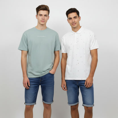 Sommerset Bluejeans kurz T-Shirt hellgrün Poloshirt weiß Jungs A-Ware 158/164