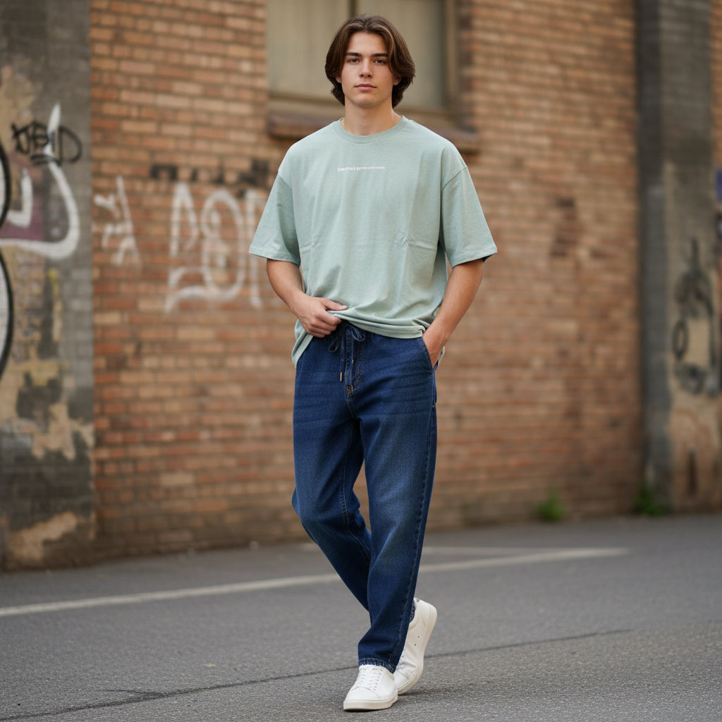 Jungen Set 158/164 – Bluejeans + T‑Shirt hellgrün – A‑Ware