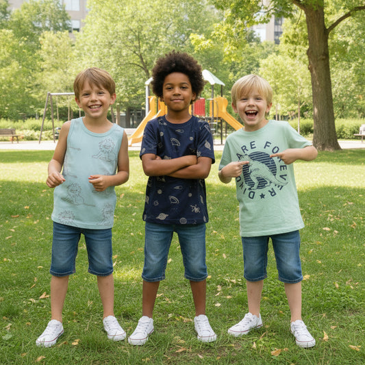 Set Drei Teile Langarm Shirt T-Shirt mit Motiv Jungs 116/122