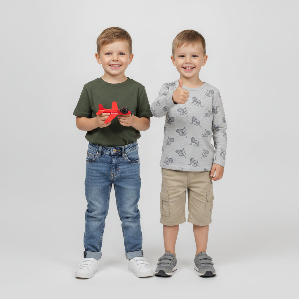 Set Zwei T-Shirts Uni Motiv Bluejeans Jungs 110/116