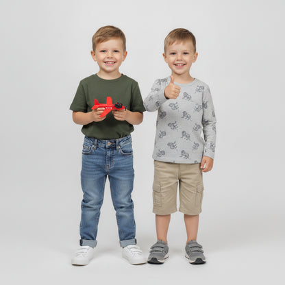 Set Zwei T-Shirts Uni Motiv Bluejeans Jungs 110/116