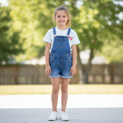 Set Latzhose Jeans kurz T-Shirt Mädchen 134/140 Outlet