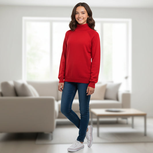 Roter Leichter Rollkragenpullover Mädchen 158/164