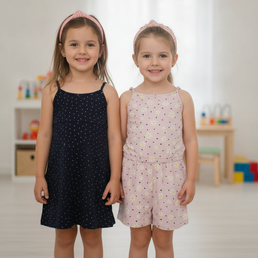 Set T-Shirt Blau Punkte Kombination Hose T-Shirt Rosa Blumenmuster Mädchen 134/140