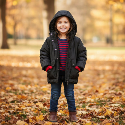 Schwarze warme Jacke Mädchen 122/128