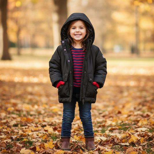 Schwarze warme Jacke Mädchen 122/128