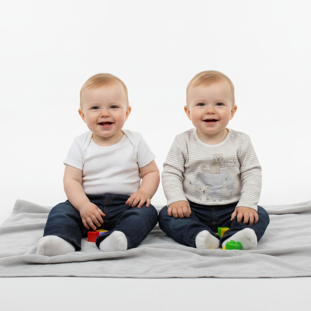 Set Bluejeans Weißer Body Langarmshirt Motiv Gestreift Jungs 74/80