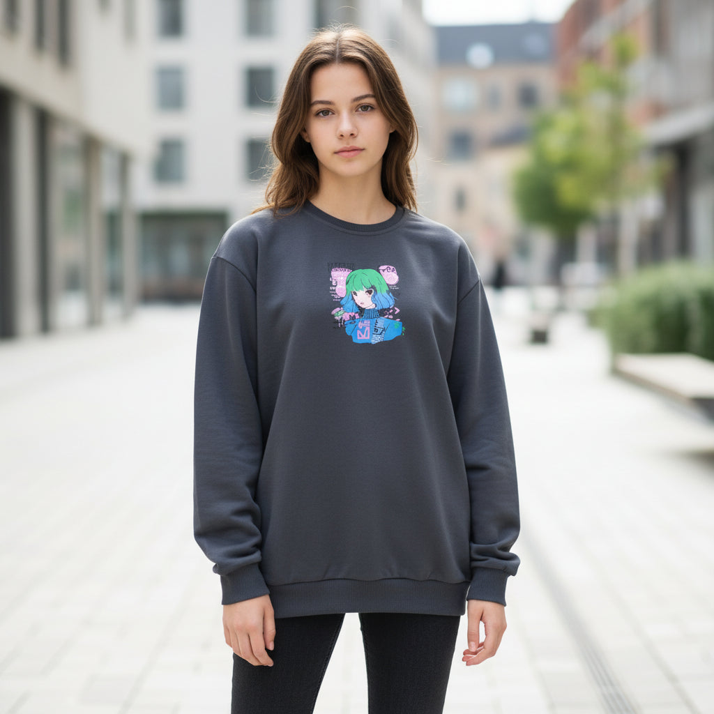 Stylischer Pullover mit Motiv Mädchen 158/164