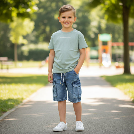 grünes T-Shirt Jungs A-Ware leichte Sommerware 110/116