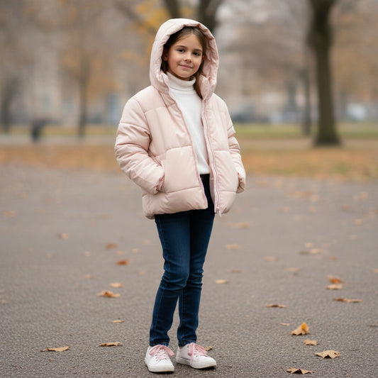 Stylische warme Winterjacke für Mädchen in rosa 122/128
