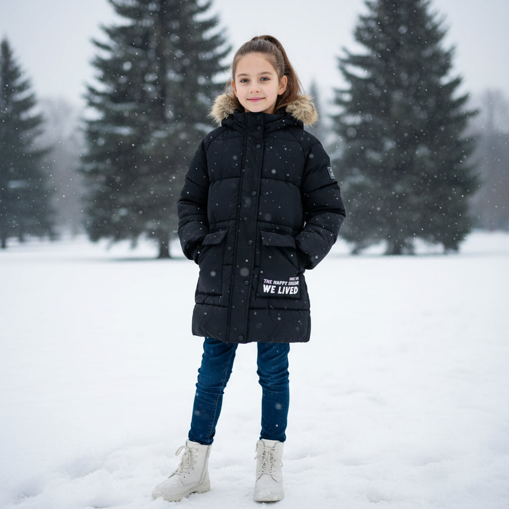 Winterjacke schwarz Mädchen 104/110