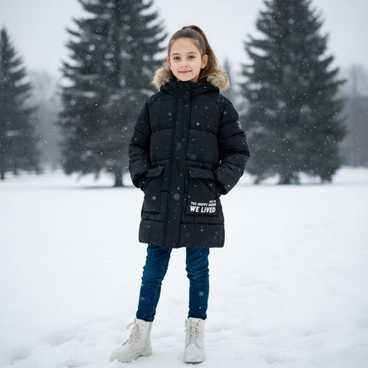 Winterjacke schwarz Mädchen 104/110