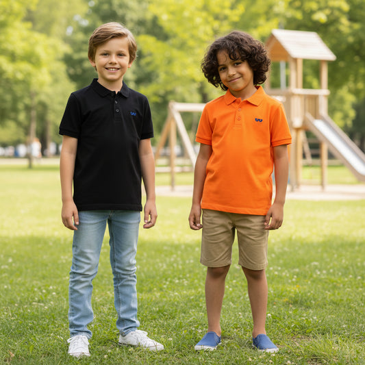 Set Polo Shirts Orange Schwarz Jungs 146/152