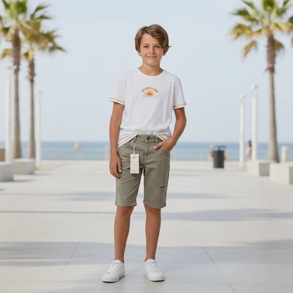 Sommerset kurze beige Jeans T-Shirt weiß Jungs Better Quality 158/164