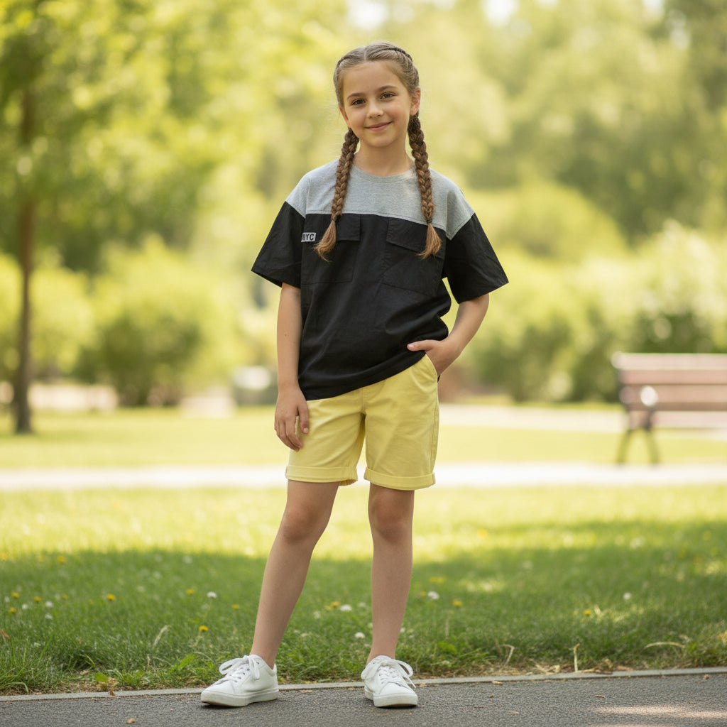 Set kurze Hose T-Shirt Mädchen 146/152 Outlet