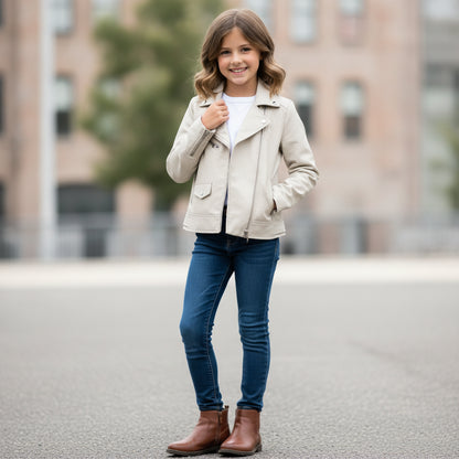 Lederjacke Beige Mädchen 128/134