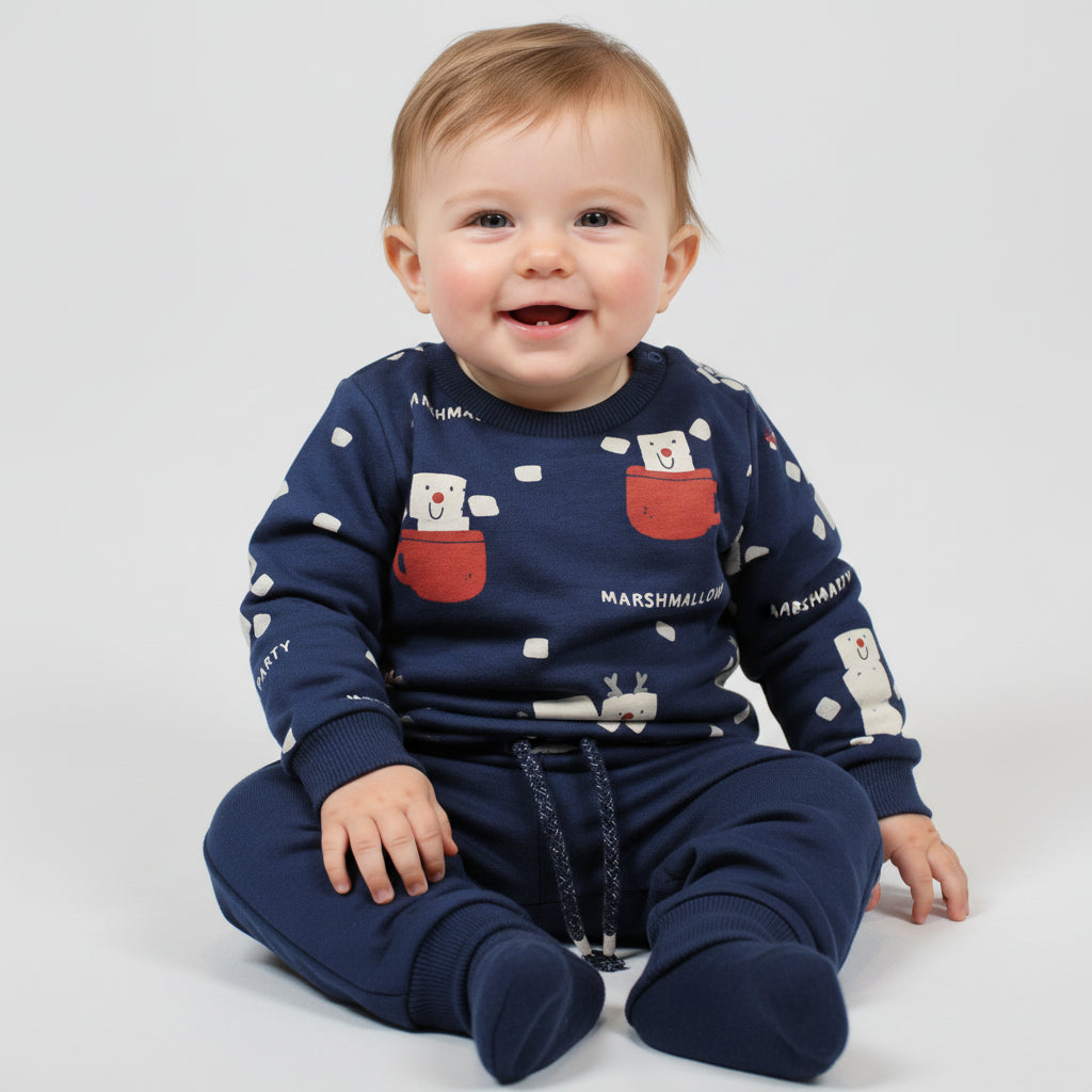 Set Jogginganzug dunkelblau Motiv Jungs Kalte Tage A-Ware 74/80