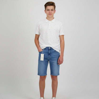 Set Poloshirt weiß Bluejeans kurz Jungs A-Ware 158/164