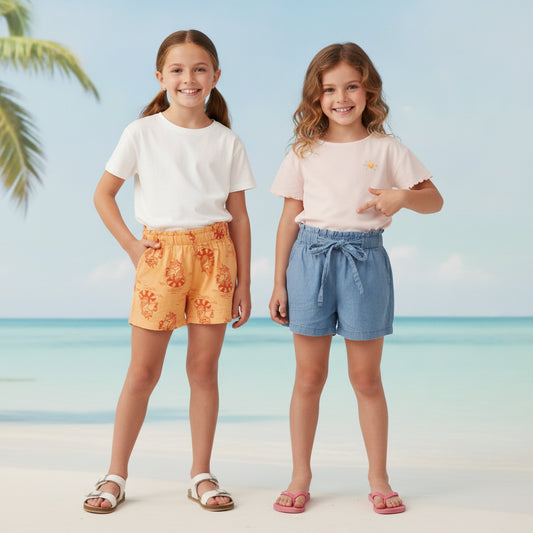 Set Kurze Shorts Orange Bluejeans Optik Mädchen 122/128