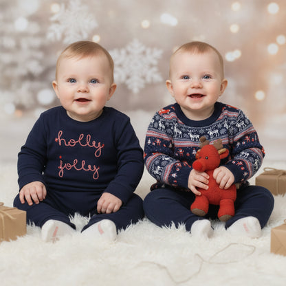Set Body dunkelblau Motiv Pullover Weihnachtlich Jungs Kalte Tage A- Ware 80/86