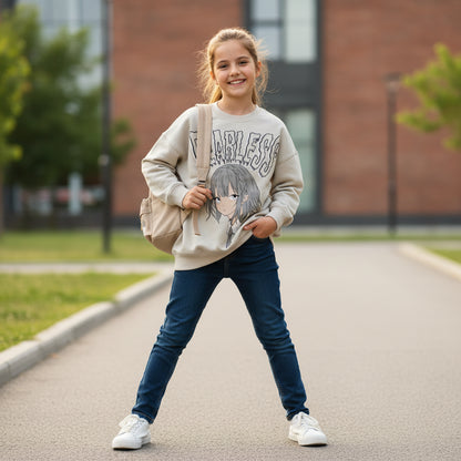 stylischer Pullover Mädchen mit Motiv 122/128