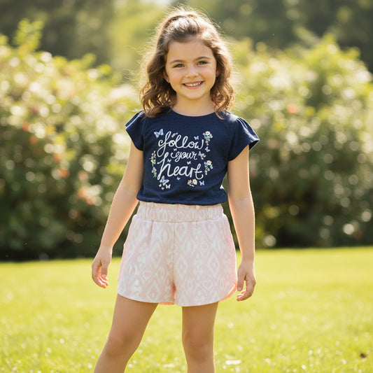 Set Kurze Hose T-Shirt Mädchen 98/104
