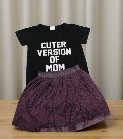 Set Schwarze T-Shirt Motiv Kurzer Rock Mädchen 92