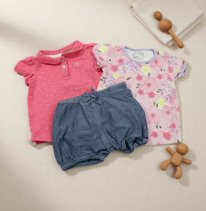 Set zwei T-Shirt Kurze Bluejeans Mädchen 62/68