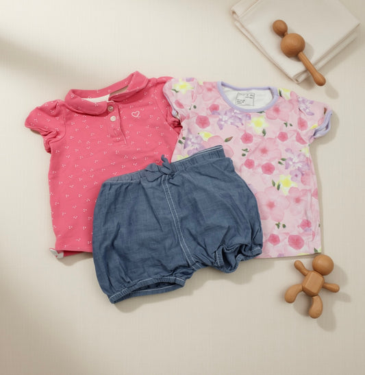 Set zwei T-Shirt Kurze Bluejeans Mädchen 62/68