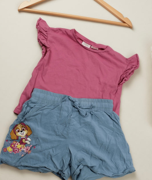 Set T-Shirt Pink Bluejeans Kurz Motiv Mädchen 98