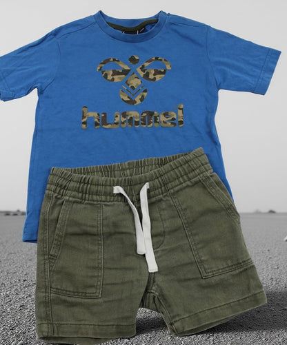 Set Blaues Motiv T-Shirt Grüne Short Jungs 92