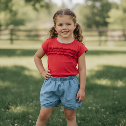 Set Bluejeans Rotes T-Shirt Mädchen 80/86