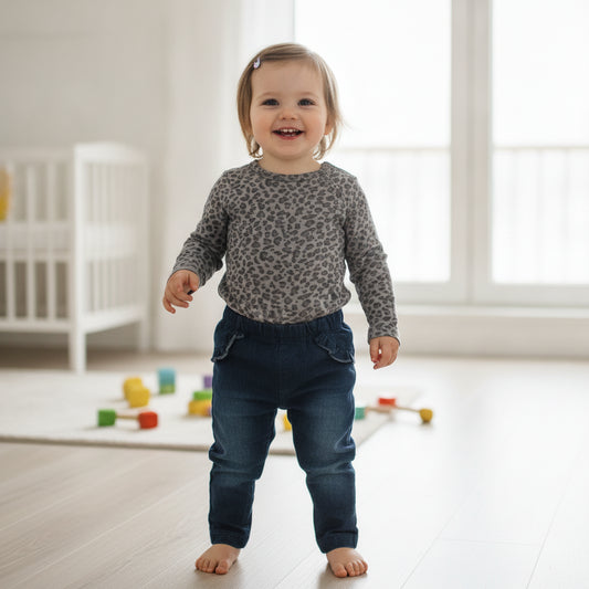 Set Leopard Optik Body Bluejeans Mädchen 62