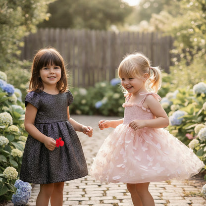 Set Rosa Kurzer Rock Silber Schwarzes Kleid Mädchen 80/86