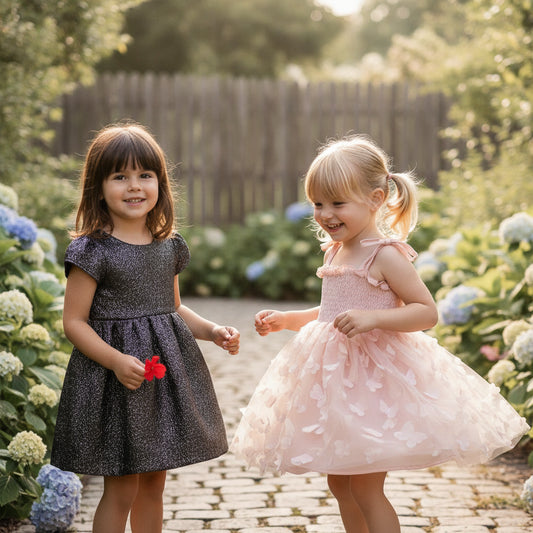 Set Rosa Kurzer Rock Silber Schwarzes Kleid Mädchen 80/86