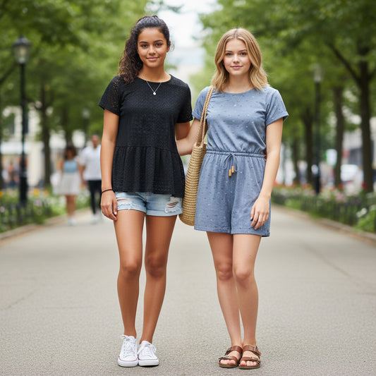 Set Hellblau Kleid Stylisches T-Shirt Luftig Mädchen 158/164