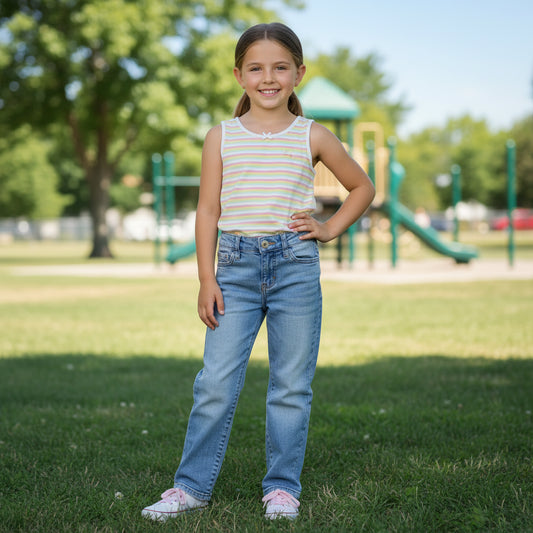 Set Top Gestreift Bluejeans Mädchen 110/116