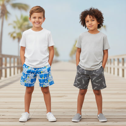 Set Kurze Hosen Motiv Blauweiß Grau Jungs 122/128