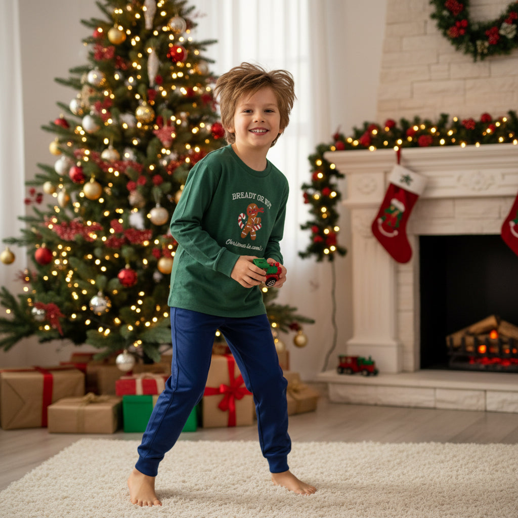 Jogginghose + Langarmshirt mit Weihnachtsmotiv 122/128 Jungs