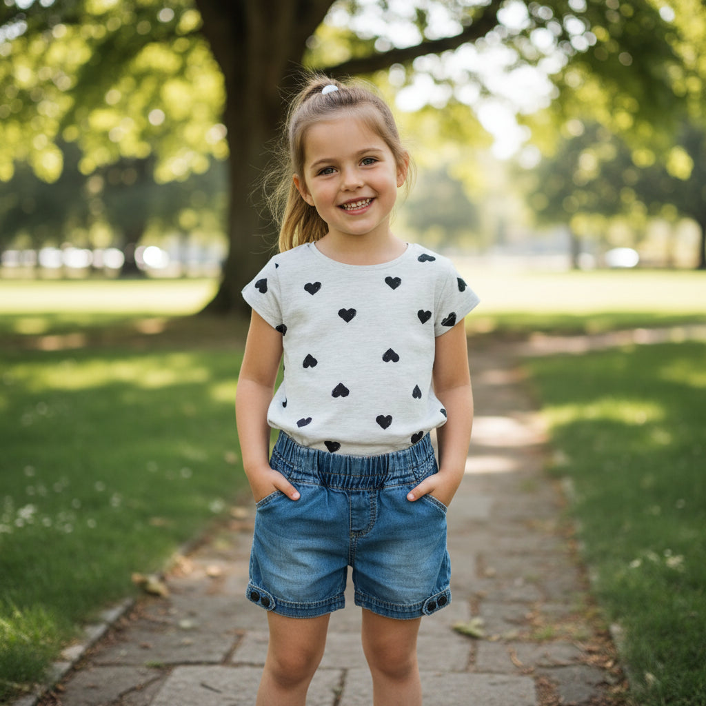 Set T-Shirt Hellgrau Bluejeans Mädchen 98/104
