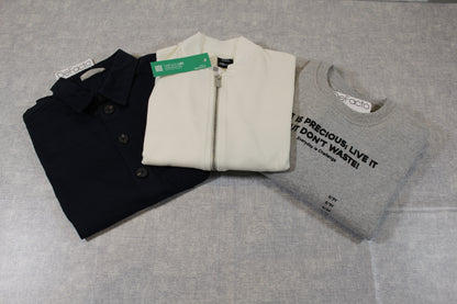 128/134 Bekleidungsset elegante Weste Weiß Blue Hemd Pullover mit Motiv Jungs