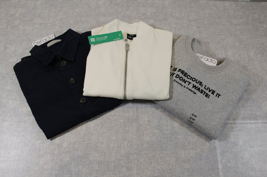 128/134 Bekleidungsset elegante Weste Weiß Blue Hemd Pullover mit Motiv Jungs